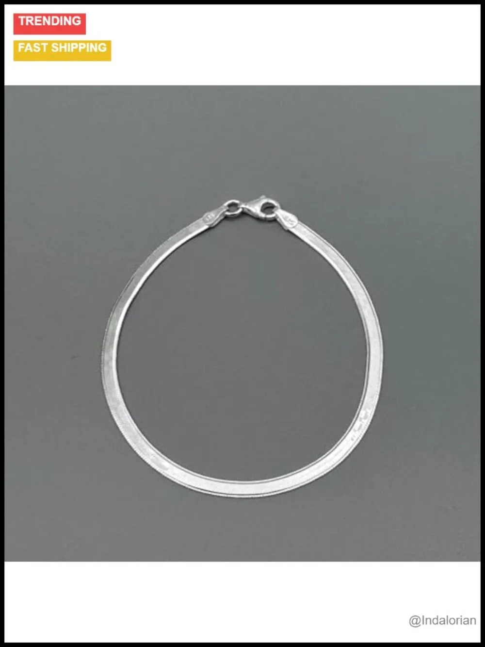 925 Sterling Silver Herringbone Bracelet Women 3mm Flat Snake Chain